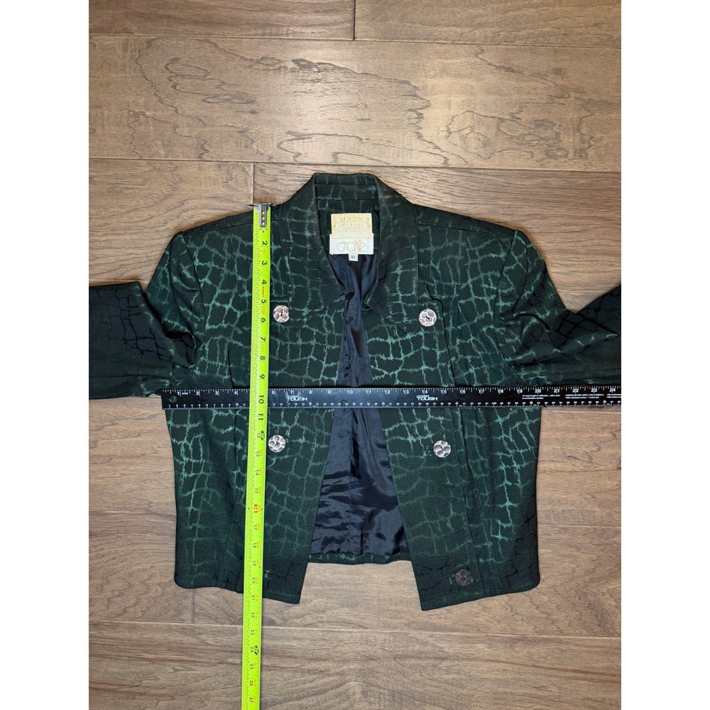Vintage Alberto Makali Sport Cache Green Alligator Print Cropped Blazer Size 12 - Picture 4 of 6